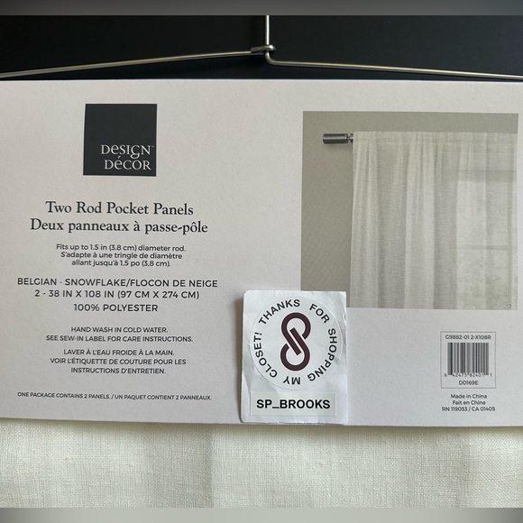 🎁Design Decor 2 Rod Pocket Panels - 38” x 108” - Belgian Snowflake - DD169E - Picture 6 of 7